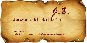 Jeszenszki Balázs névjegykártya